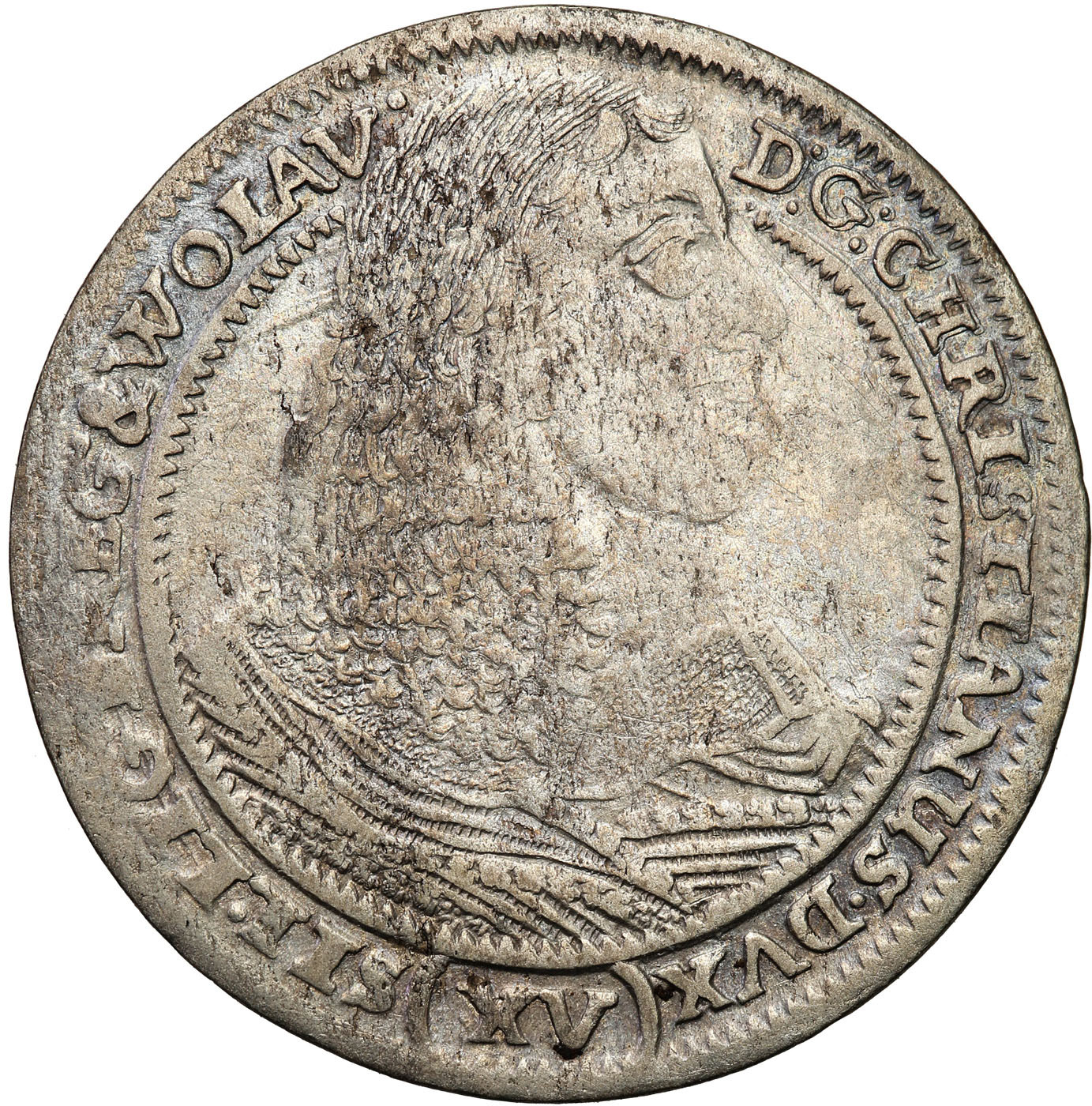 Śląsk, księstwo legnicko-brzesko-wołowskie. Krystian Wołowski. 15 krajcarów 1662, Brzeg – WOLAV